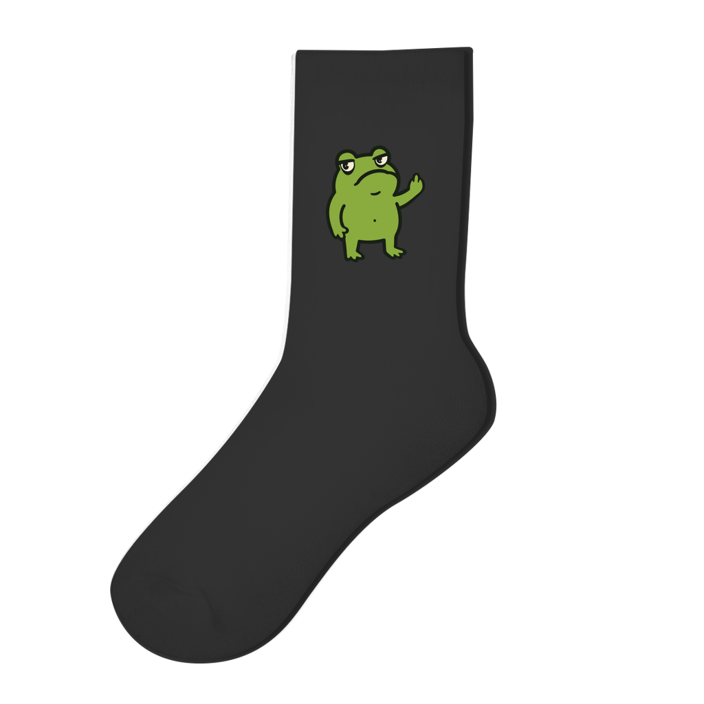Socken "Lustiger Frosch zeigt Mittelfinger" schwarz