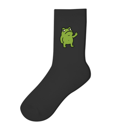 Socken "Lustiger Frosch zeigt Mittelfinger" schwarz