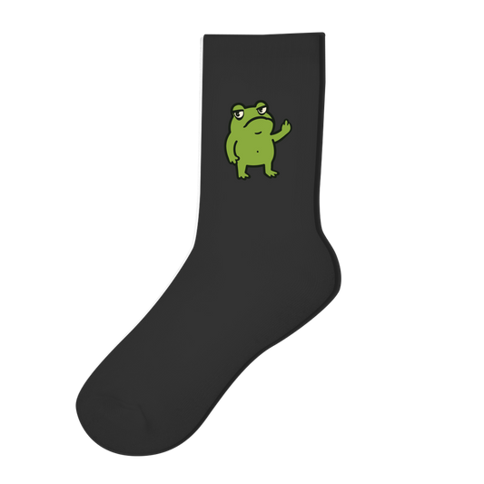 Socken "Lustiger Frosch zeigt Mittelfinger" schwarz