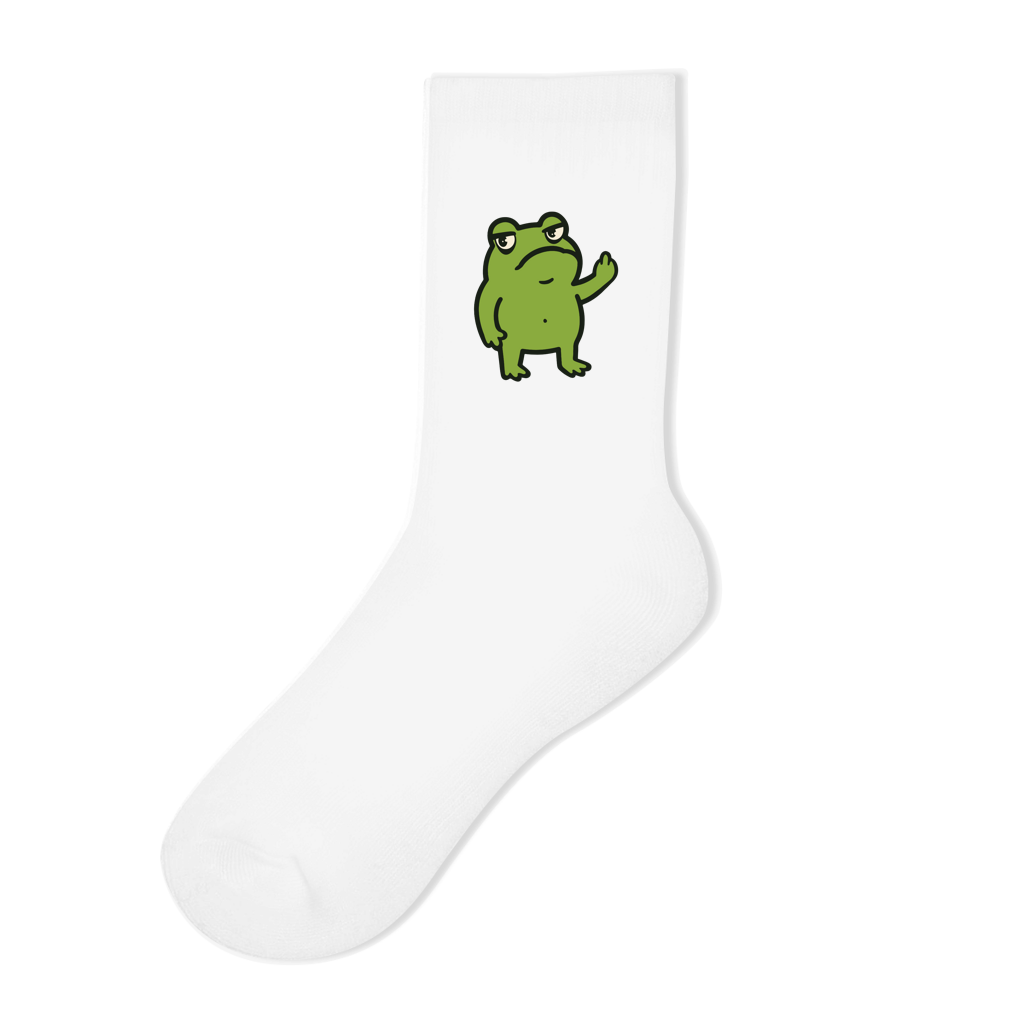 Socken "Lustiger Frosch zeigt Mittelfinger" weiß