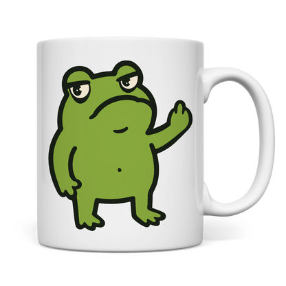 Tasse "Lustiger Frosch zeigt Mittelfinger" Rückseite