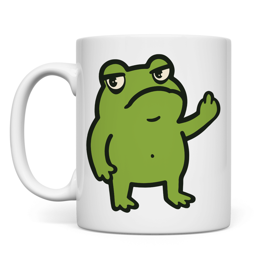 Tasse "Lustiger Frosch zeigt Mittelfinger"
