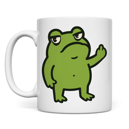 Tasse "Lustiger Frosch zeigt Mittelfinger"