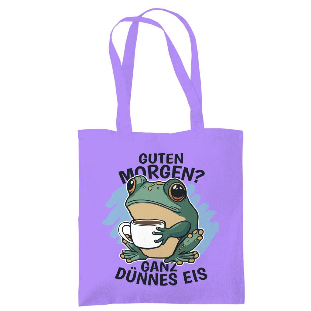 Tragetasche "Guten Morgen? Ganz dünnes Eis!" (Froschmotiv) Lila