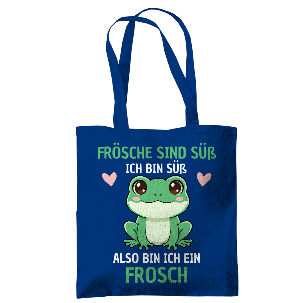 Tragetasche "Frösche sind süß. Ich bin süß. Also bin ich ein Frosch" blau