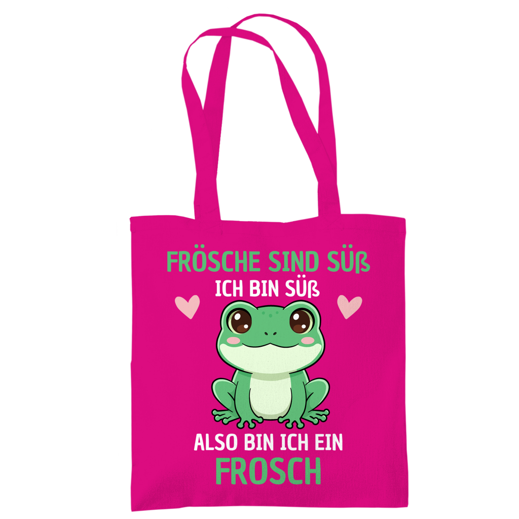 Tragetasche "Frösche sind süß. Ich bin süß. Also bin ich ein Frosch" fuchsia
