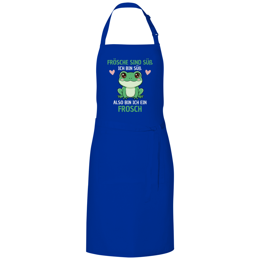 Grillschürze "Frösche sind süß. Ich bin süß. Also bin ich ein Frosch" blau