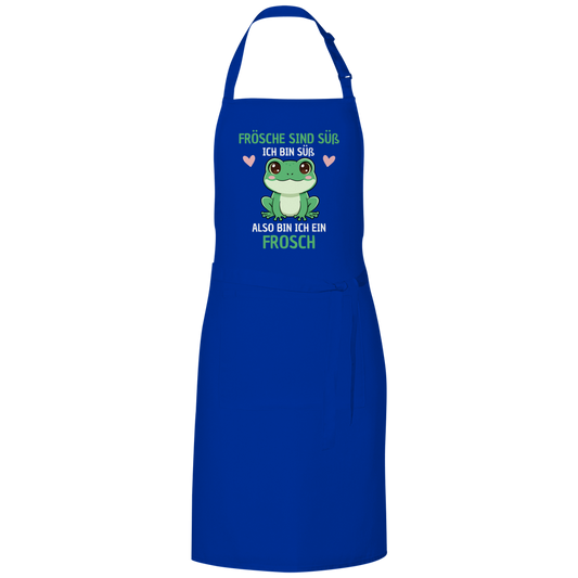 Grillschürze "Frösche sind süß. Ich bin süß. Also bin ich ein Frosch" blau