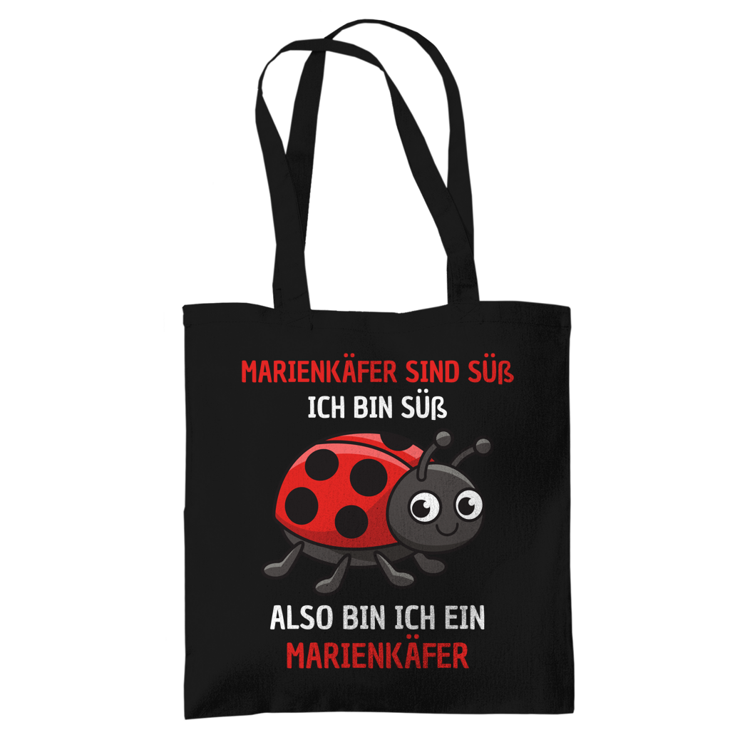 Tragetasche "Marienkäfer sind süß" schwarz