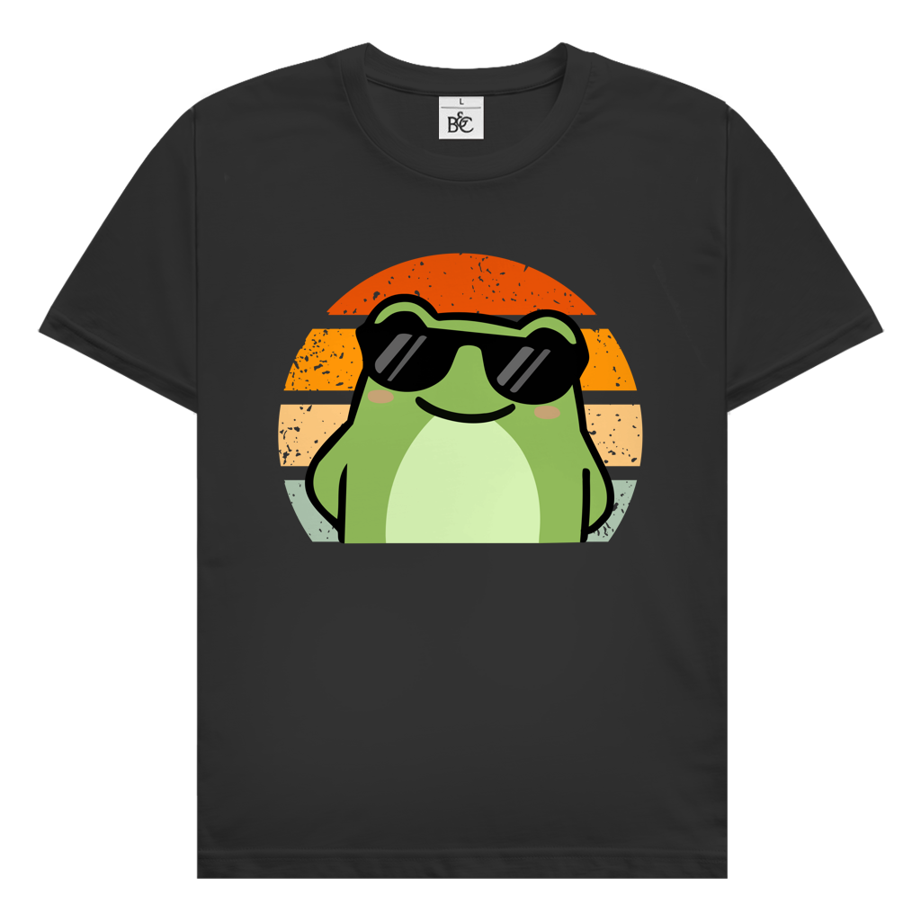 Herren T-Shirt "Cooler Frosch" (Retro-Stil) schwarz