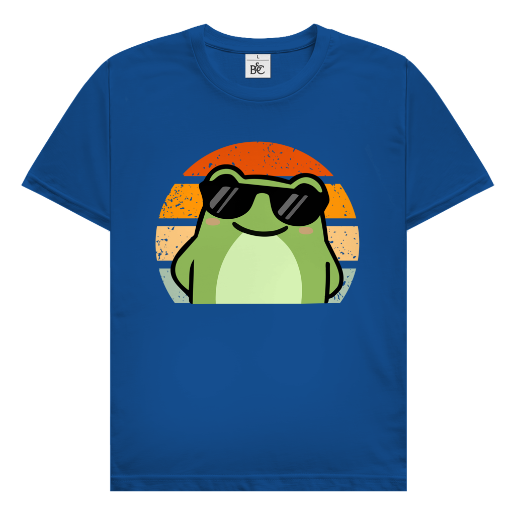 Herren T-Shirt "Cooler Frosch" (Retro-Stil) blau