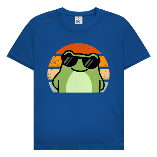 Herren T-Shirt "Cooler Frosch" (Retro-Stil) blau