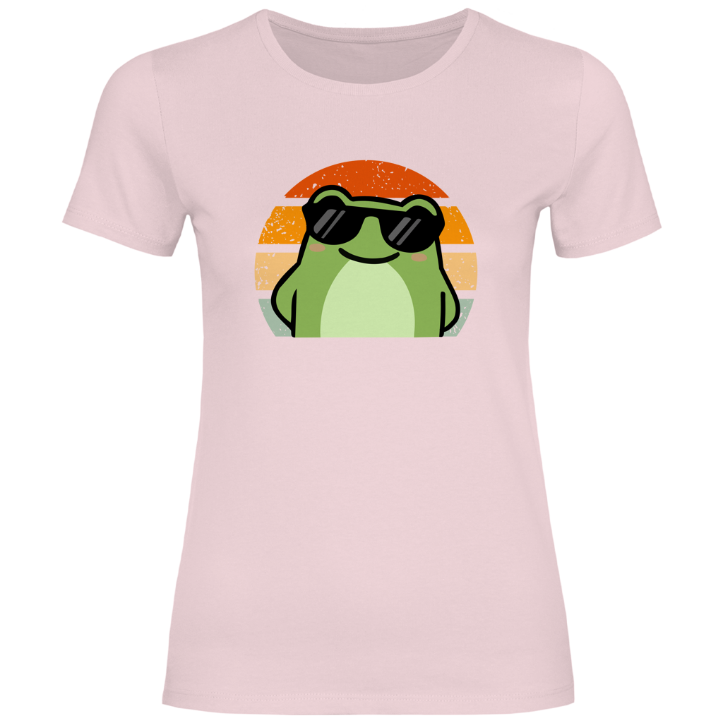 Damen T-Shirt "Cooler Frosch" (Retro-Stil) rosa