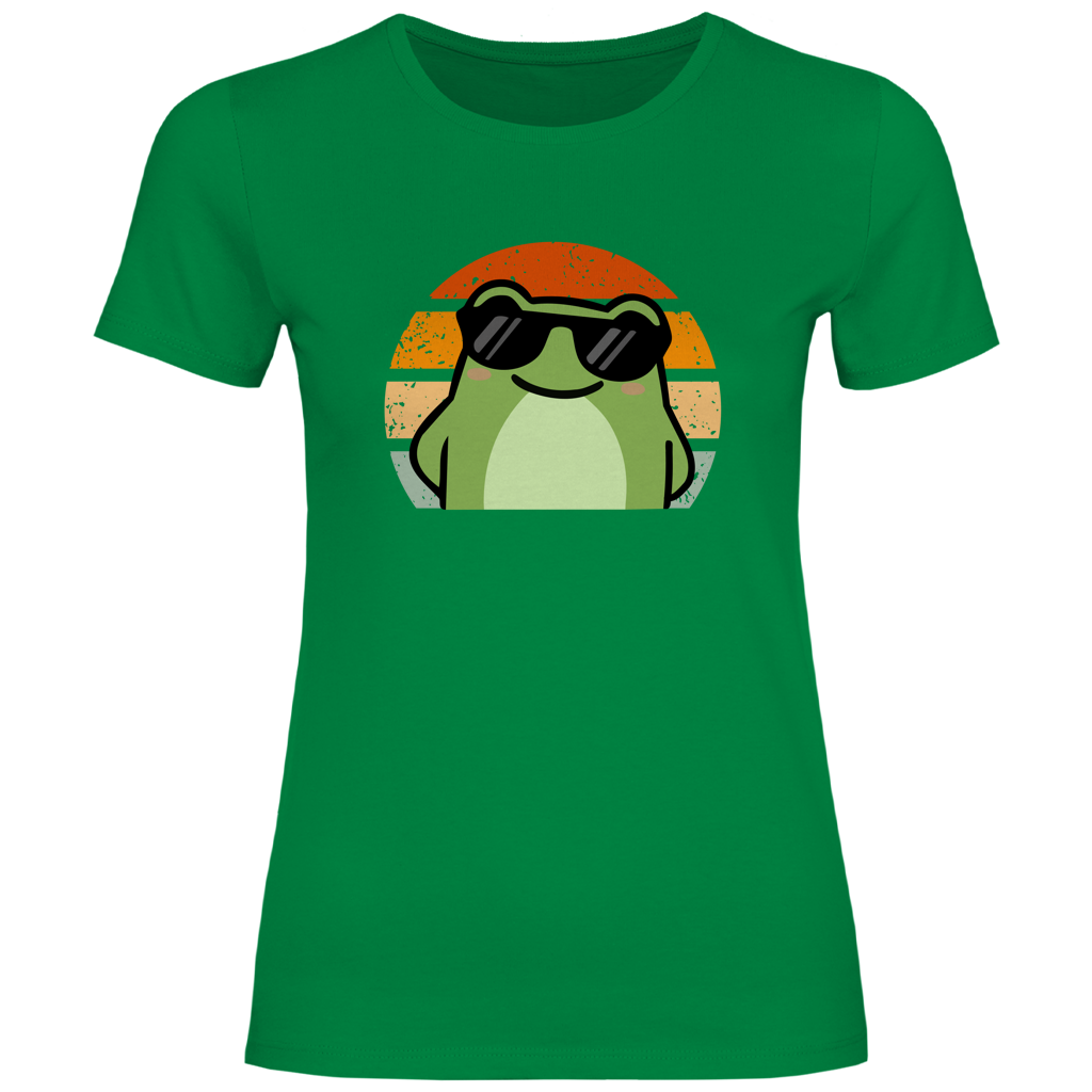 Damen T-Shirt "Cooler Frosch" (Retro-Stil) grün