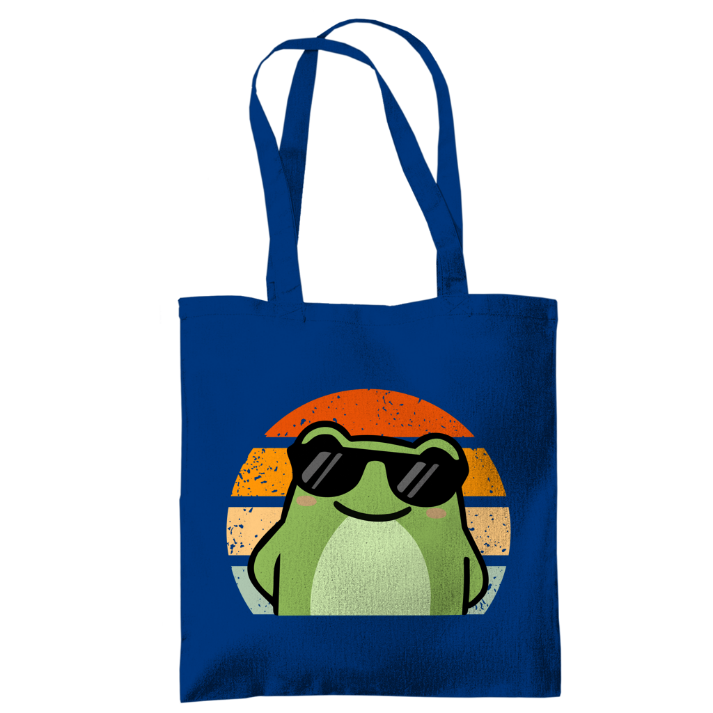 Tragetasche "Cooler Frosch" (Retro-Stil) blau