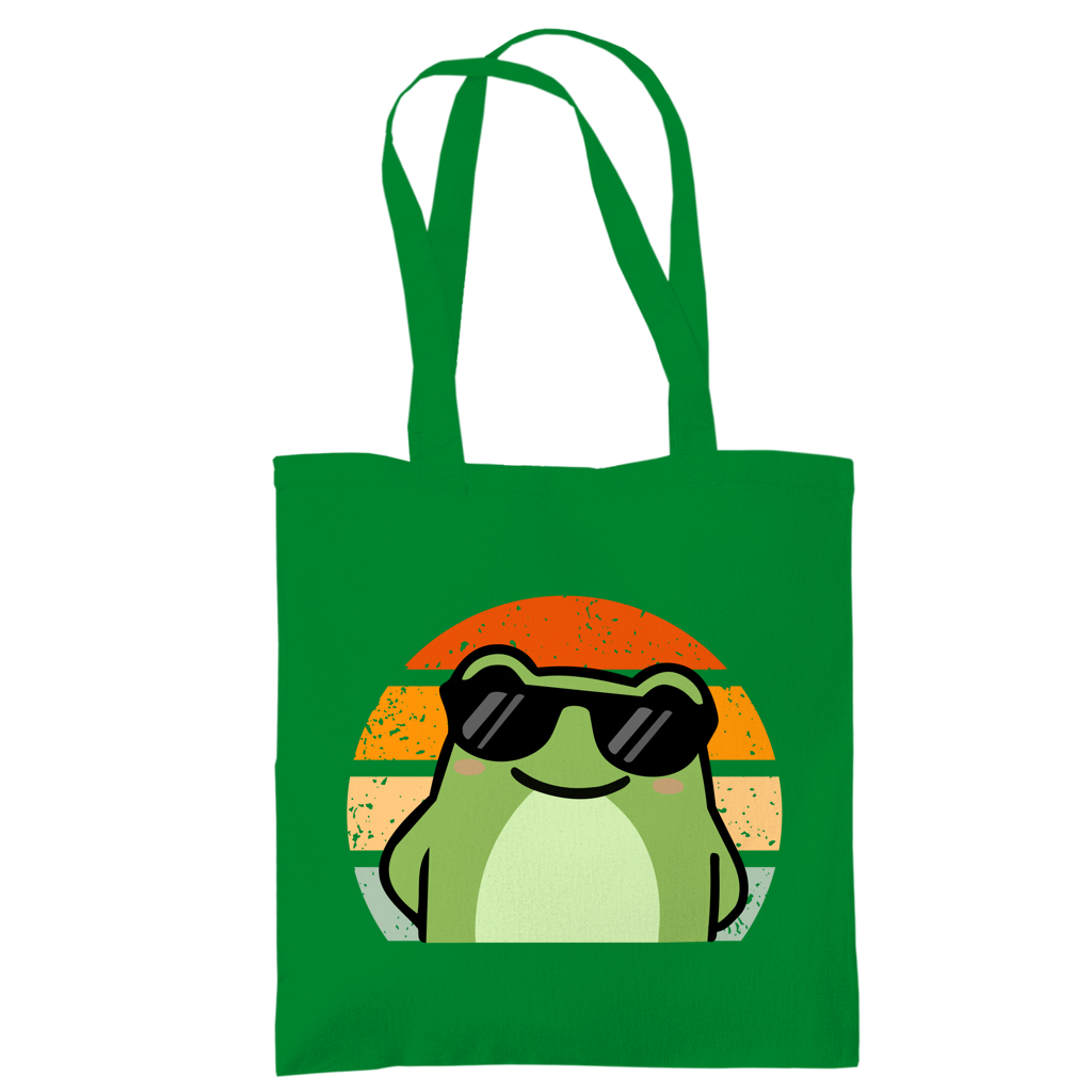 Tragetasche "Cooler Frosch" (Retro-Stil) grün