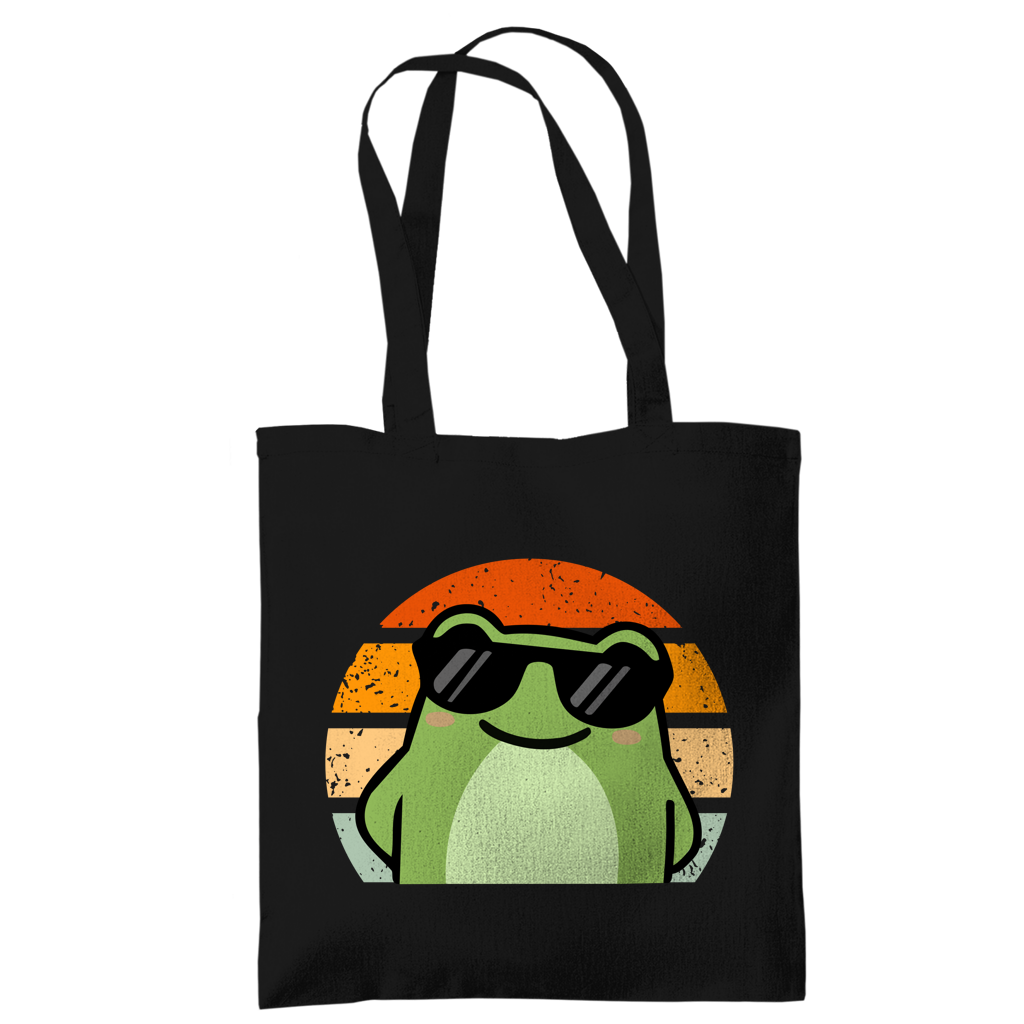 Tragetasche "Cooler Frosch" (Retro-Stil) schwarz
