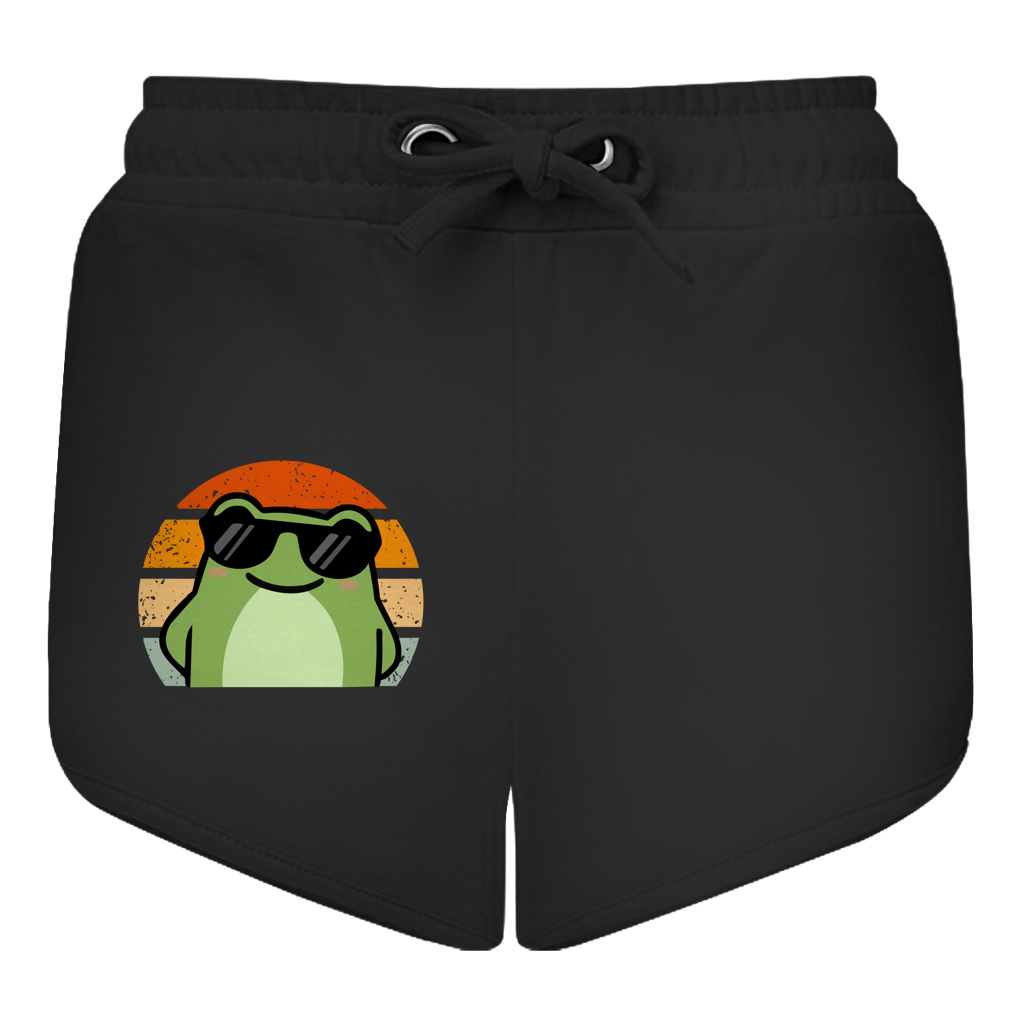 Damen Retro Shorts "Cooler Frosch" (Retro-Stil) schwarz