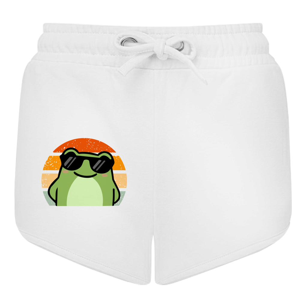 Damen Retro Shorts "Cooler Frosch" (Retro-Stil) weiß