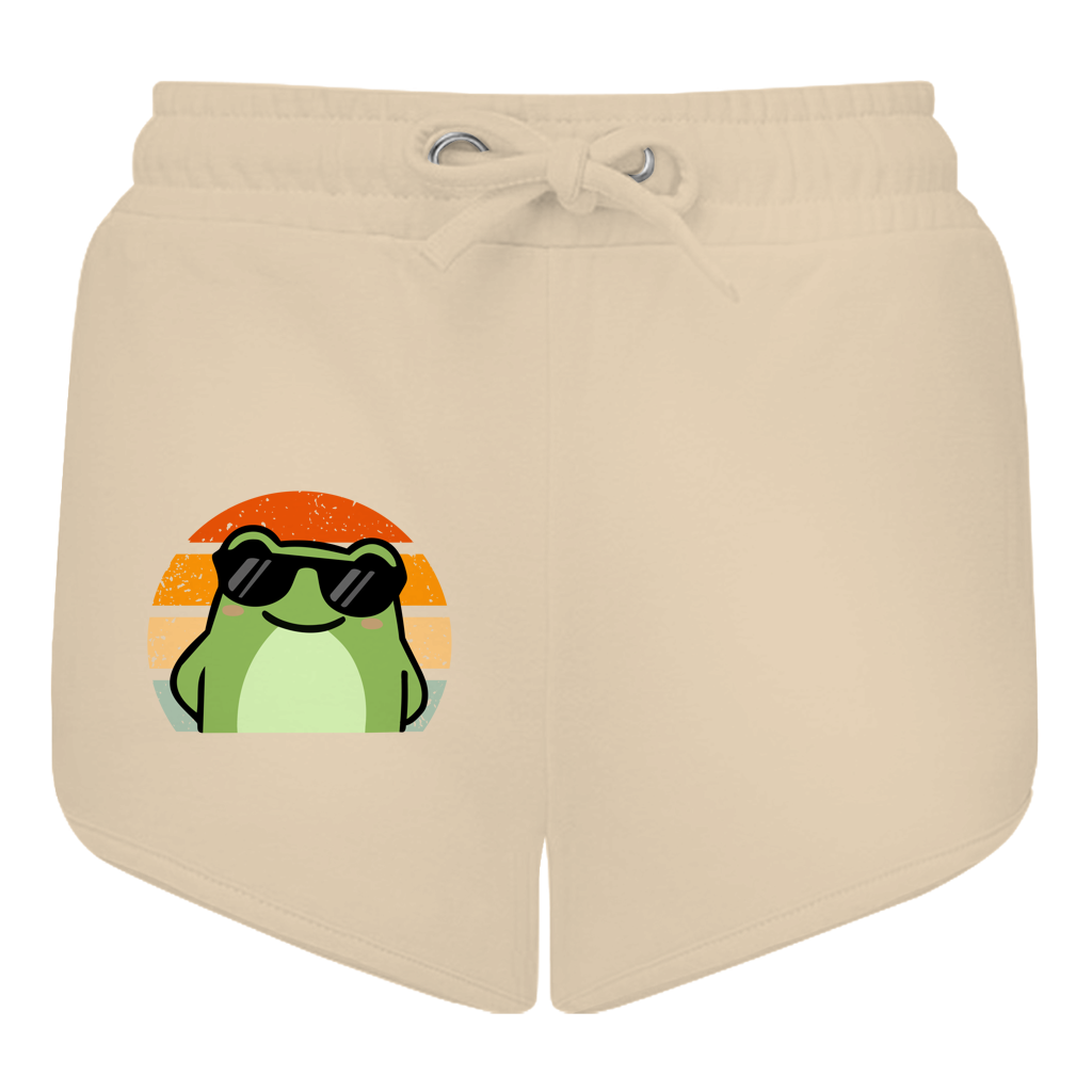 Damen Retro Shorts "Cooler Frosch" (Retro-Stil) beige