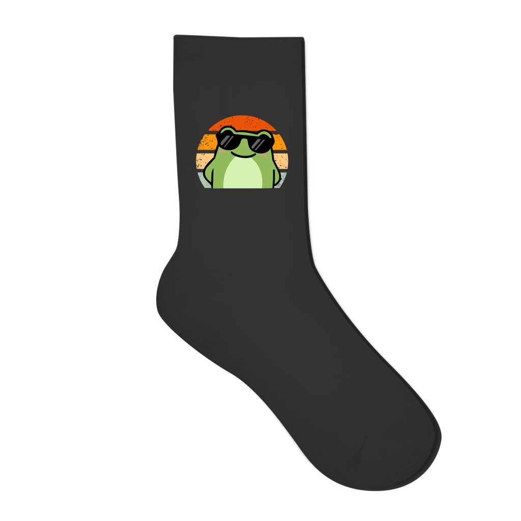 Socken "Cooler Frosch" (Retro-Stil) schwarz Rückseite