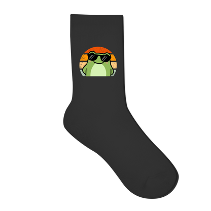 Socken "Cooler Frosch" (Retro-Stil) schwarz Rückseite