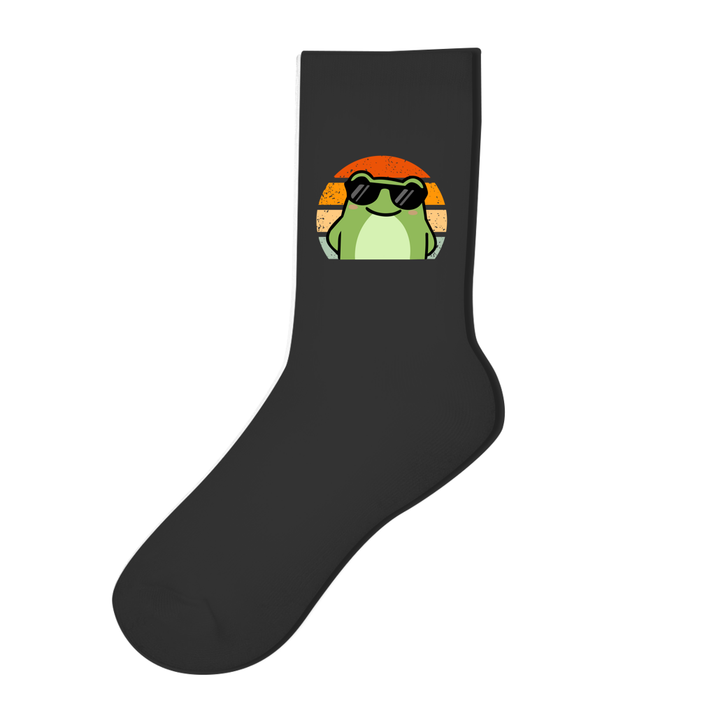 Socken "Cooler Frosch" (Retro-Stil) schwarz