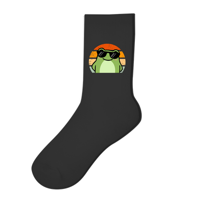 Socken "Cooler Frosch" (Retro-Stil) schwarz