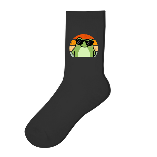 Socken "Cooler Frosch" (Retro-Stil) schwarz