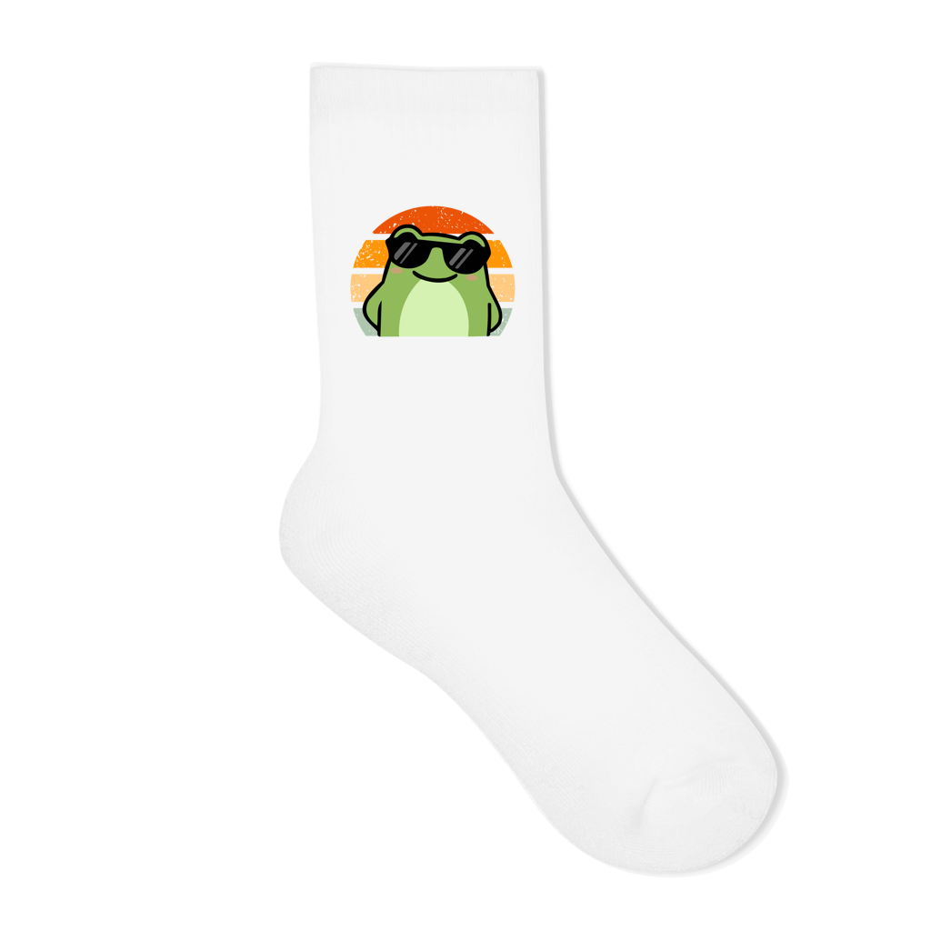 Socken "Cooler Frosch" (Retro-Stil) weiß Rückseite
