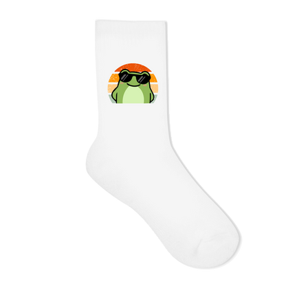 Socken "Cooler Frosch" (Retro-Stil) weiß Rückseite