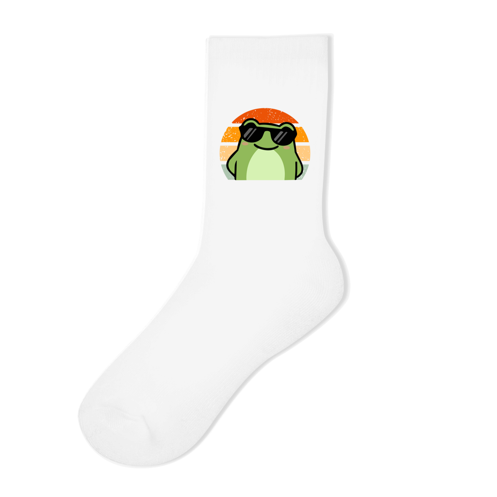 Socken "Cooler Frosch" (Retro-Stil) weiß