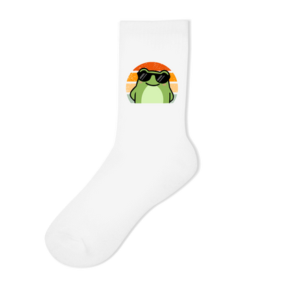 Socken "Cooler Frosch" (Retro-Stil) weiß