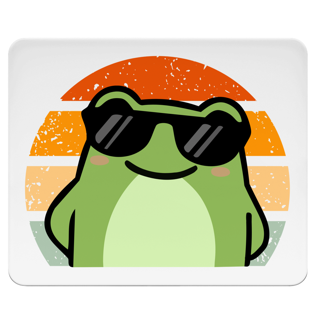 Mousepad "Cooler Frosch" (Retro-Stil) weiß