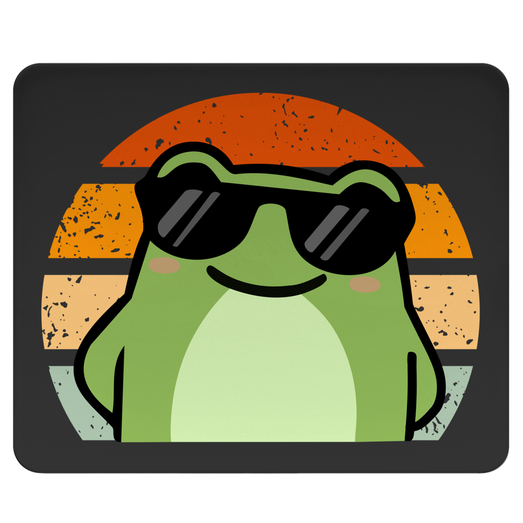 Mousepad "Cooler Frosch" (Retro-Stil) schwarz