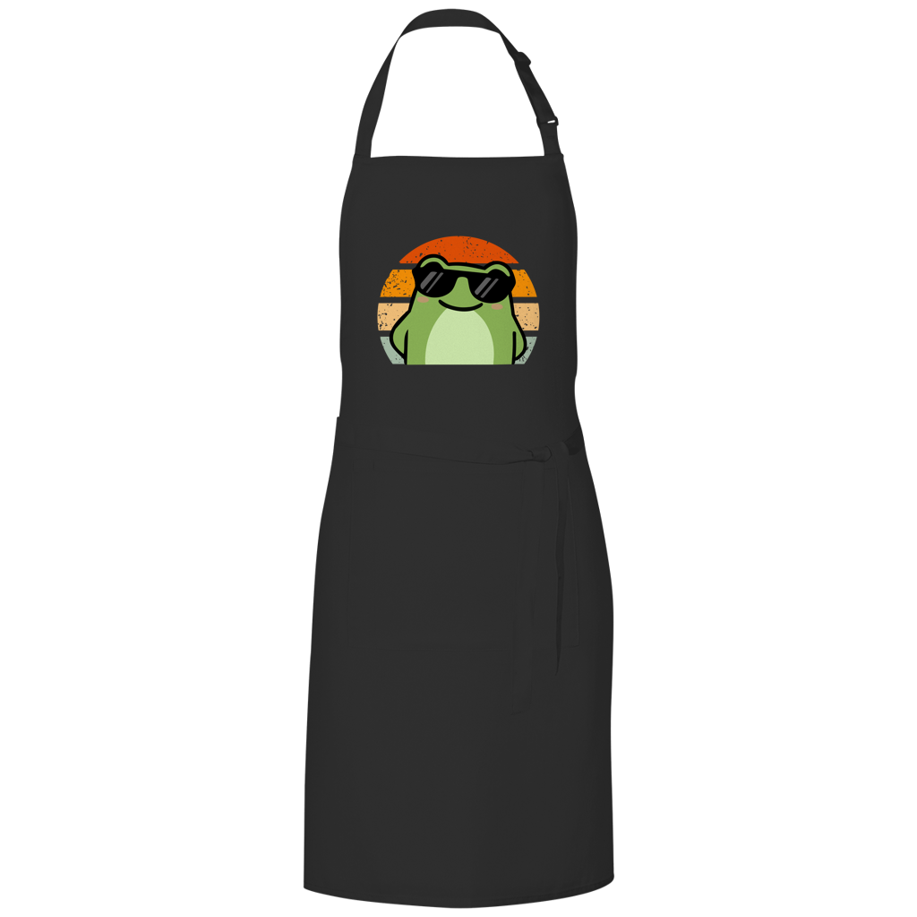 Grillschürze "Cooler Frosch" (Retro-Stil) schwarz