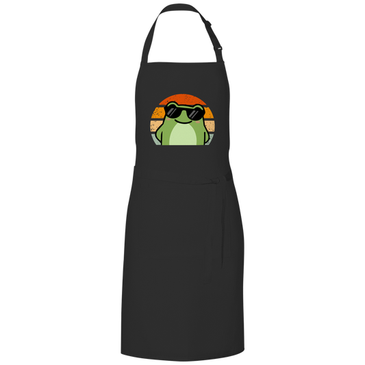 Grillschürze "Cooler Frosch" (Retro-Stil) schwarz