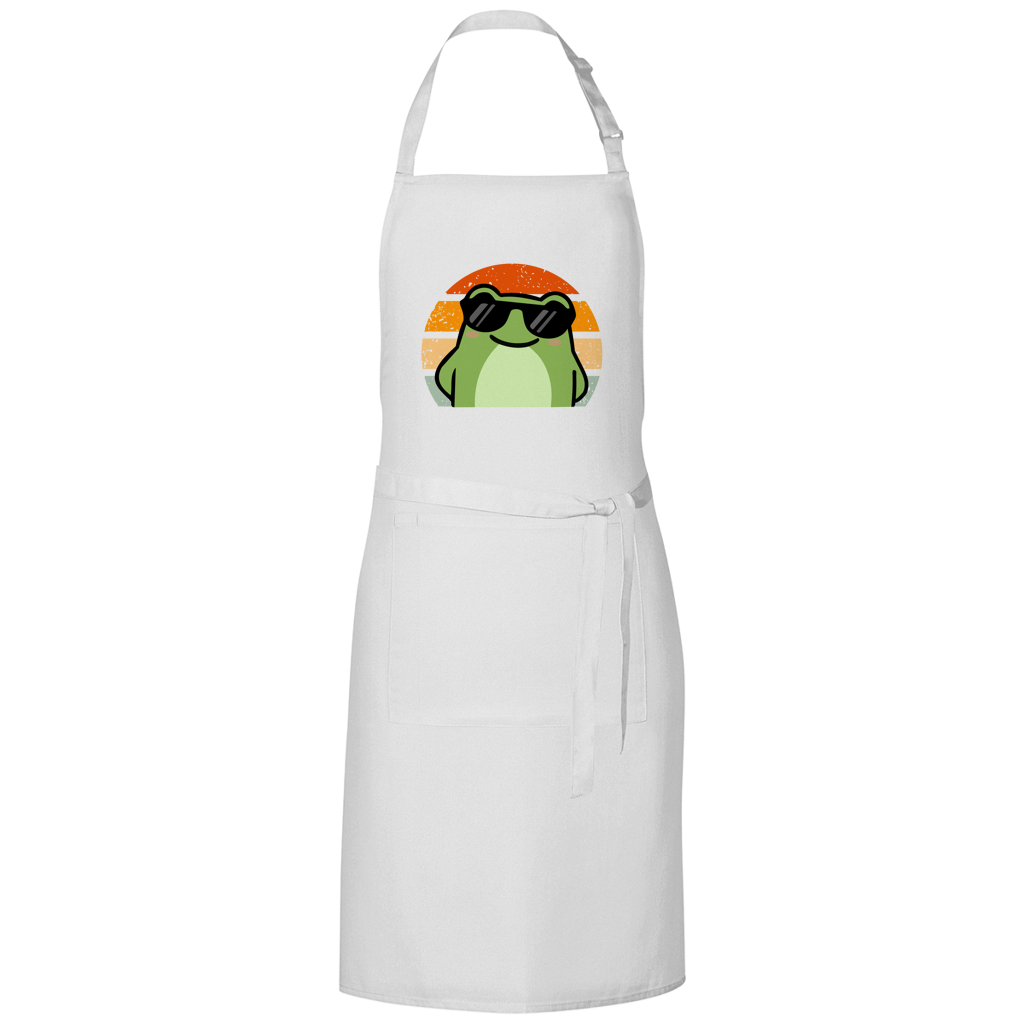 Grillschürze "Cooler Frosch" (Retro-Stil) weiß