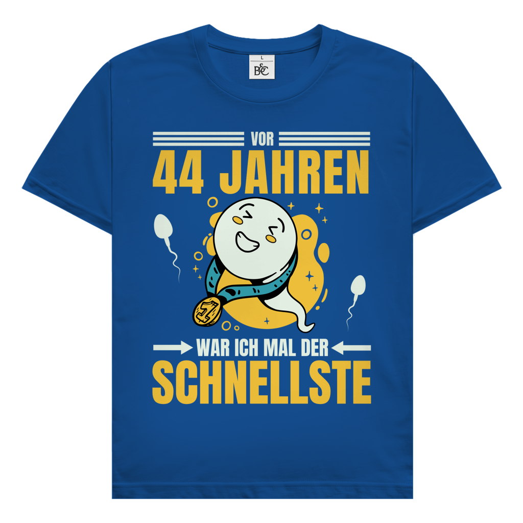 Herren T-Shirt "Vor 44 Jahren war ich mal der Schnellste" blau