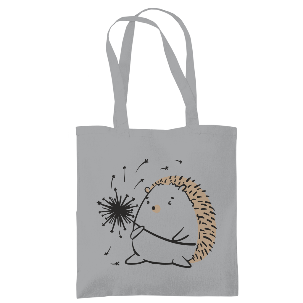 Tragetasche "Igel mit Pusteblume" grau