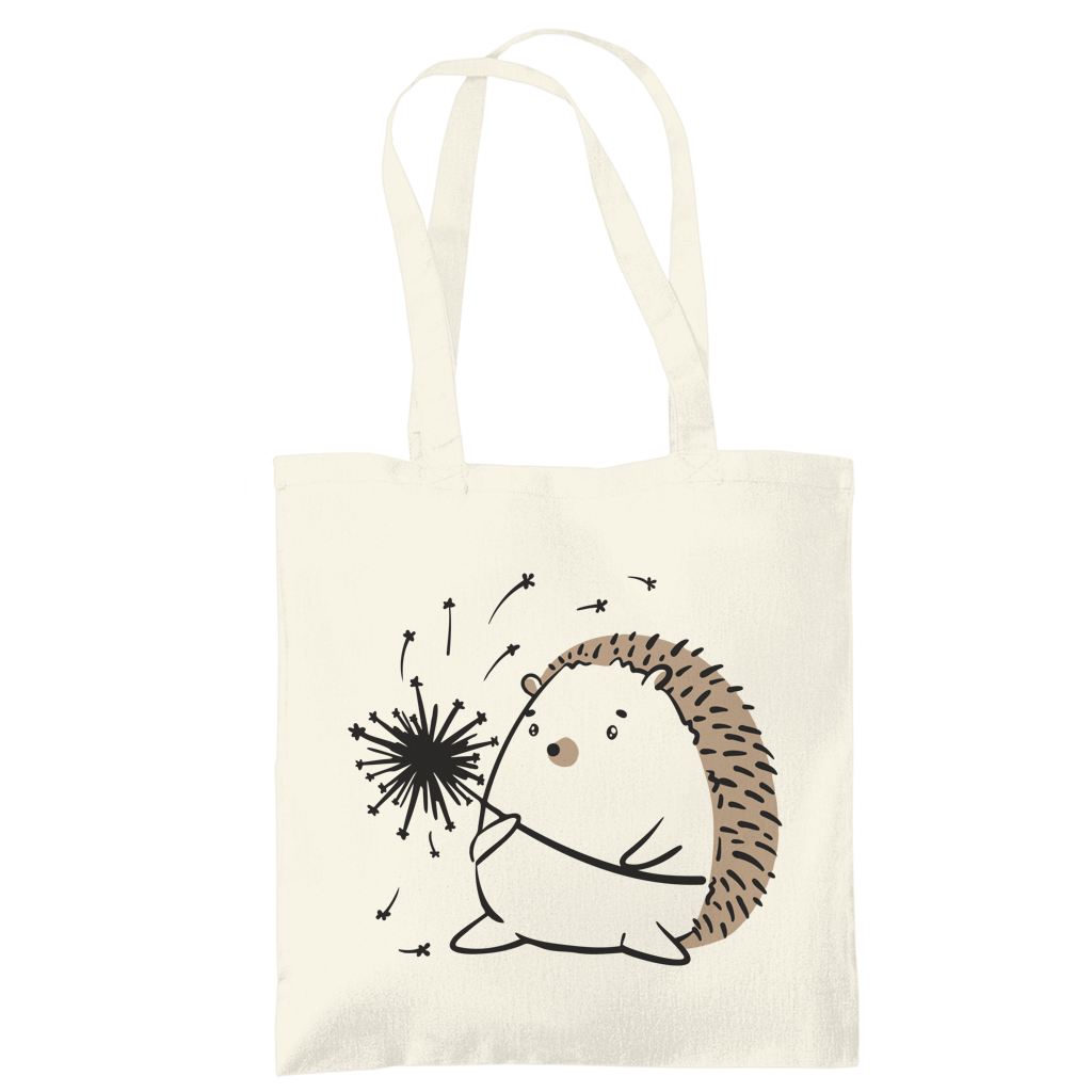Tragetasche "Igel mit Pusteblume" beige