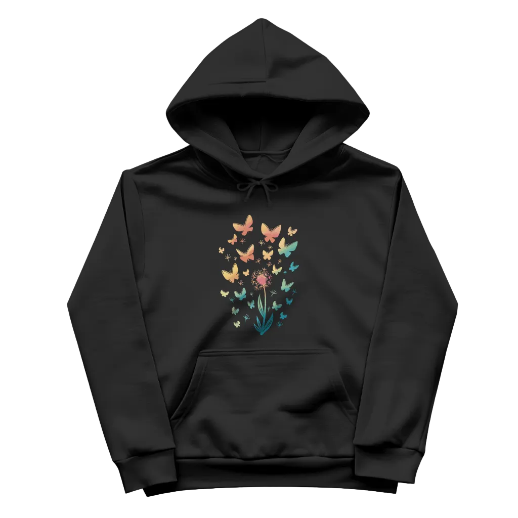 Damen Hoodie "Pusteblume mit Schmetterlingen" schwarz