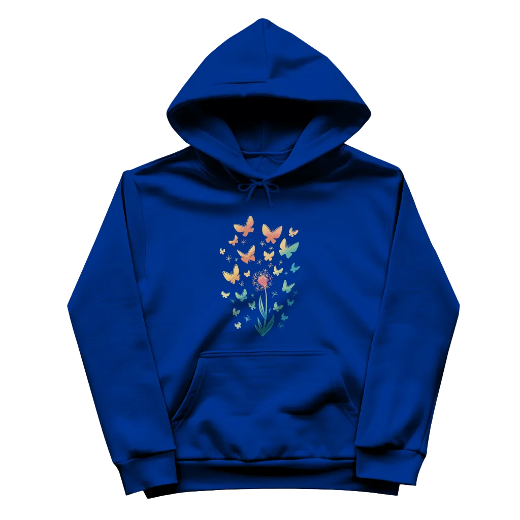 Damen Hoodie "Pusteblume mit Schmetterlingen" blau