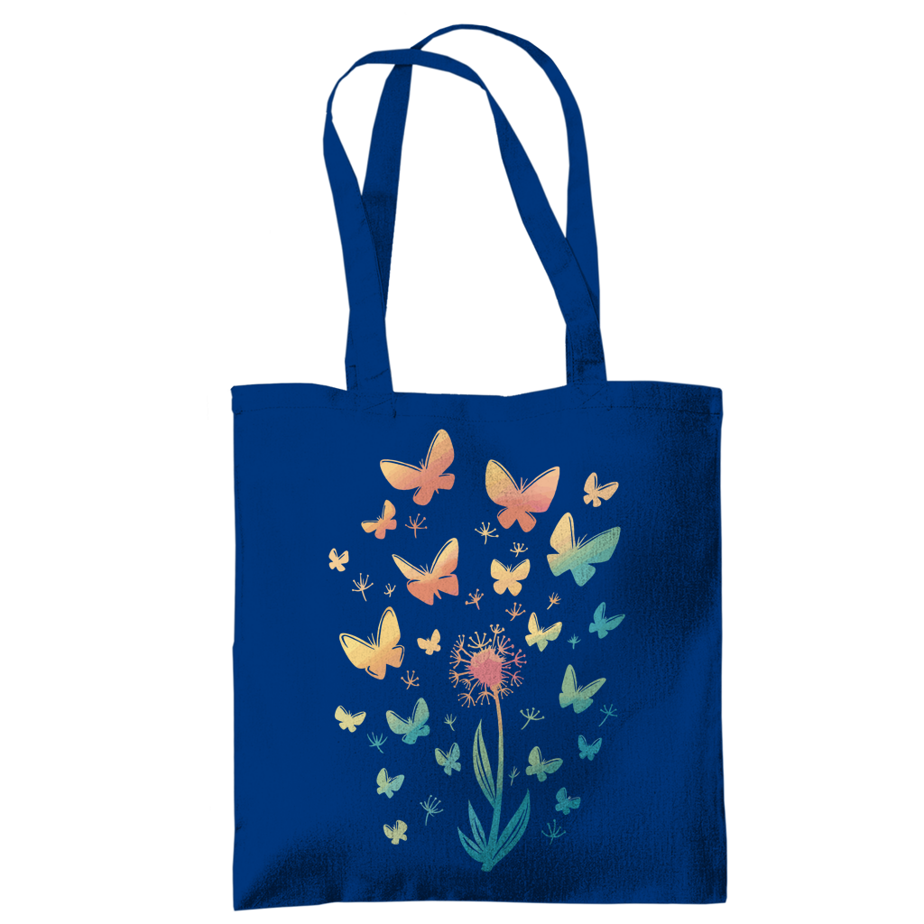 Tragetasche "Pusteblume mit Schmetterlingen" blau