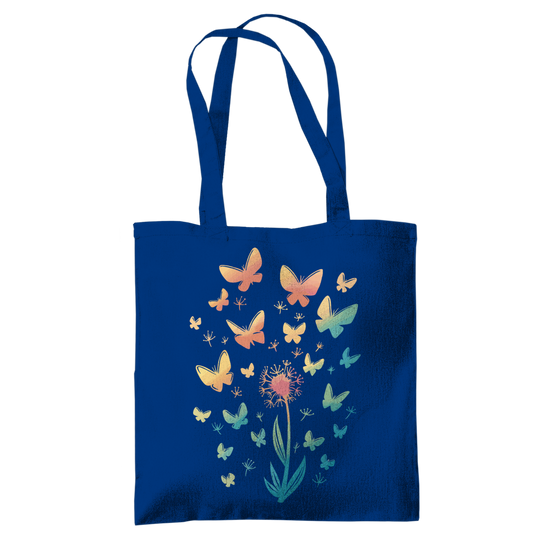 Tragetasche "Pusteblume mit Schmetterlingen" blau