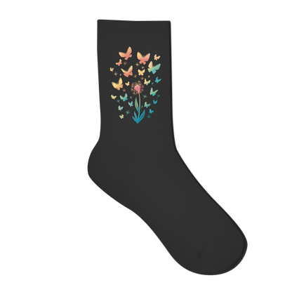 Socken "Pusteblume mit Schmetterlingen" schwarz Rückseite