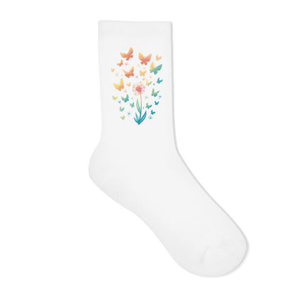 Socken "Pusteblume mit Schmetterlingen" weiß Rückseite