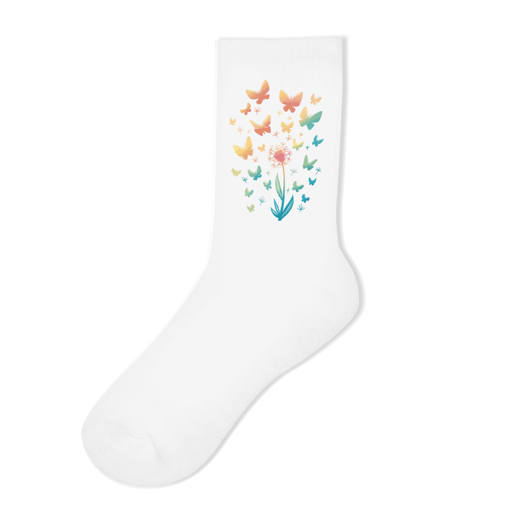 Socken "Pusteblume mit Schmetterlingen" weiß