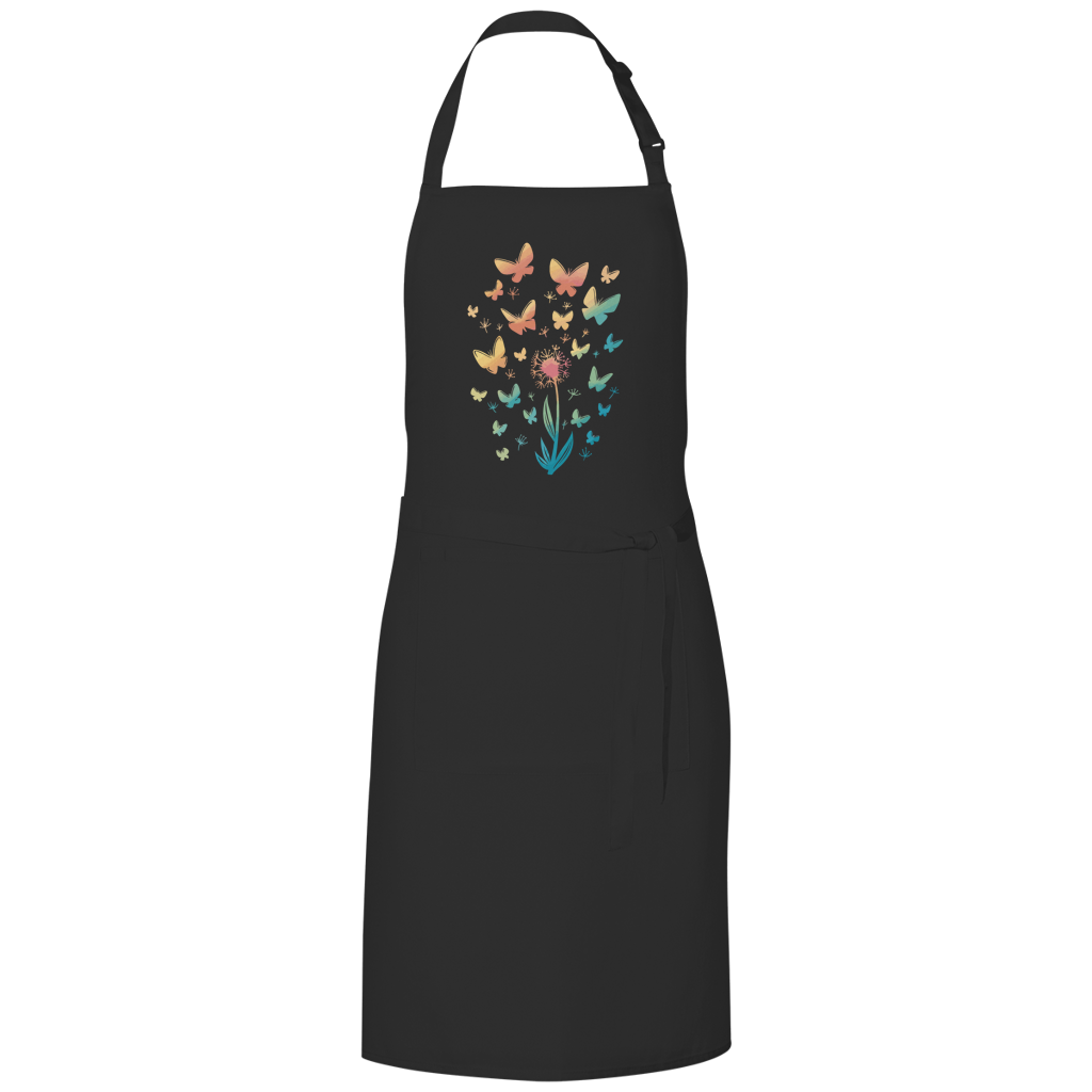 Grillschürze "Pusteblume mit Schmetterlingen" schwarz