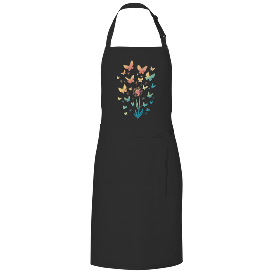 Grillschürze "Pusteblume mit Schmetterlingen" schwarz